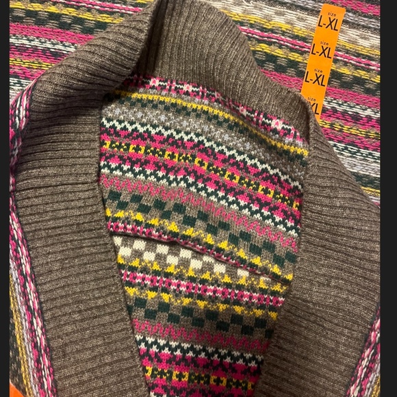 Zara wool blend rustic multicolored whimsical jacquard V-neck sweater vest NWT - Picture 5 of 9